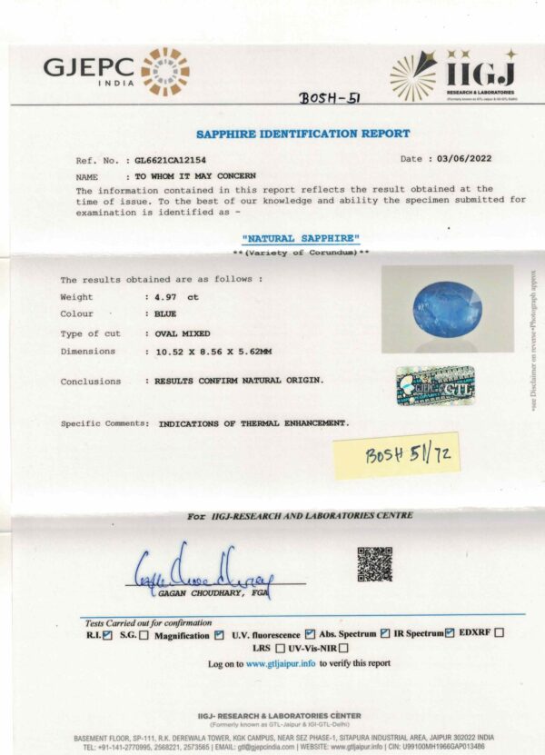 4.97 carats Blue Sapphire (5.25 ratti Neelam) - Image 7