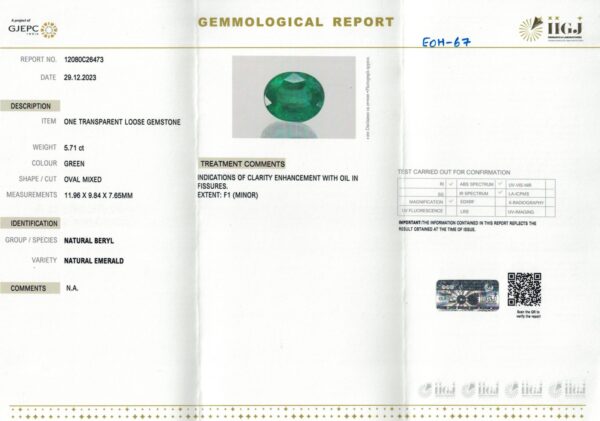 5.71 carats Emerald (6.25 ratti) - Image 7
