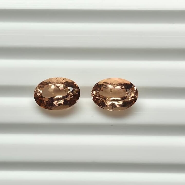 MT Pair-1_2 Natural Peach oval Mixed Tourmalines Pair – 2.63 ct & 2.44 ct - Image 1