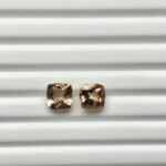 Natural Peach Square Cushion Mixed Tourmalines Pair – 2.75 ct & 2.44 ct