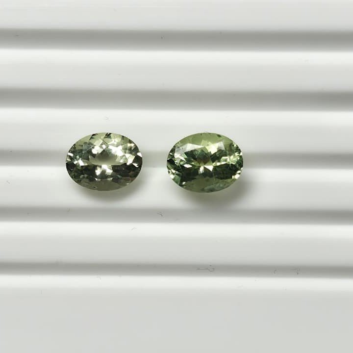 MTPair-25_2 Natural Green oval Mixed Tourmalines Pair – 2.88 ct & 2.24 ct - Image 1