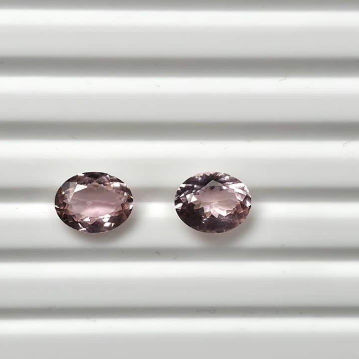 MTPair-27_2 Natural Pink oval Mixed Tourmalines Pair – 1.91 ct & 2.22 ct - Image 1