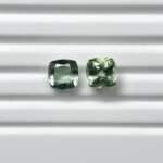 Natural Green Square Cushion Mixed Tourmalines Pair – 2.05 ct & 2.75 ct