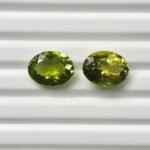 Natural Green oval Mixed Tourmalines Pair – 5.92 ct & 4.62 ct