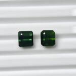 Natural Green Square Octagons Mixed Tourmalines Pair – 4.04 ct & 3.69 ct