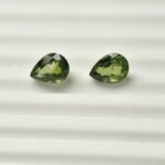 Natural Green pear Mixed Tourmalines Pair – 2.94 ct & 3.23 ct