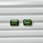 Natural Green Octagon Mixed Tourmalines Pair – 2.25 ct & 2.00 ct