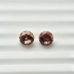 Natural Peach round Mixed Tourmalines Pair – 1.89 ct & 2.17 ct