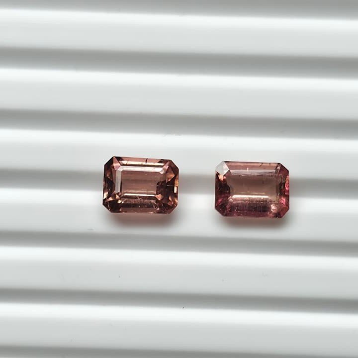 MTPair-8_2 Natural Pink Octagon Mixed Tourmalines Pair – 2.60 ct & 3.19 ct - Image 1