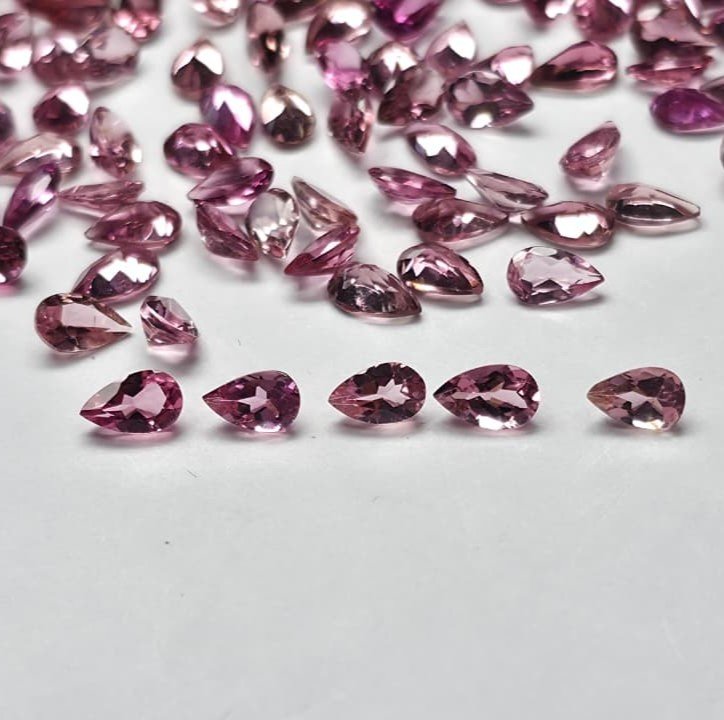 PTP531_1 Pink Tourmaline Pear – 5×3 mm – Medium Luster Lot - Image 1