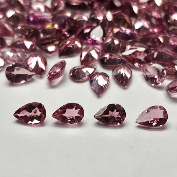 PTP641_1 Pink Tourmaline Pear – 6×4 mm – Medium Luster Lot - Image 1