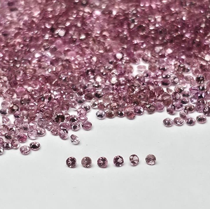 PTR1251_1 Pink Tourmaline Round – 1.25 mm – Medium Luster Lot - Image 1