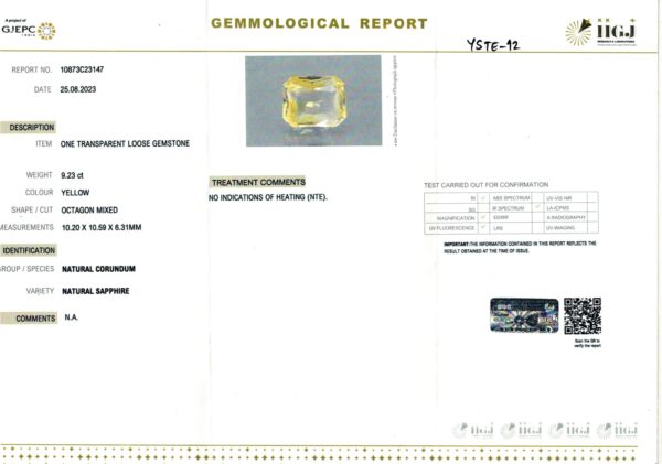 9.23 carats Yellow Sapphire ( 10.25 ratti ) - Image 8